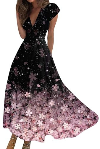 Robe Cocktail Mariage Solaire Mi-Longue Femmes D'Été Lin Légère Fluide Chemise Blouse Chic Et Élégant De Soirée Rose L