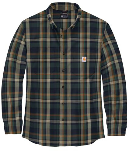 Carhartt Herren Rugged Flex Relaxed Fit Midweight Flannel Langarm Plaid Shirt, Marineblau, XX-Large