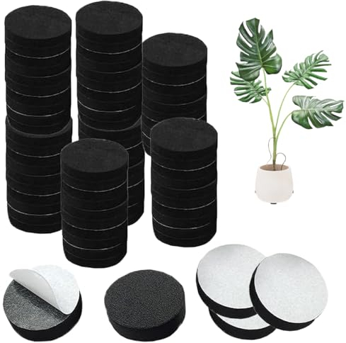 mkemka 40Pcs Plant Pot Feet Non-Slip with Strong Self Adhesive Pads Pot Feet for Outdoor Plant Pots Round Black Flower Pot Feet Risers for Indoor and Outdoor Plant Pots and interior Furniture