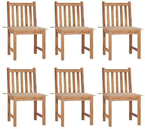 Homgoday Teakholz-Gartenstuhl mit Kissen, beige, 50x53x90 cm - Für Innen & Außen Model3073118