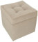 mg design Polsterhocker, 45x45 cm, Farbe Beige – weicher Sitz, aufklappbar mit Stauraum (50l) hält Einer Belastung von bis zu 100 kg Stand, Velours – Hocker für Wohnzimmer, Schlafzimmer, Diele