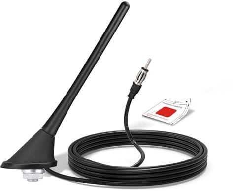 Bingfu Auto-Radioantenne, 22cm universelle Dachmontage FM/AM Antenne mit Montagefuß, 5m Kabel, DIN-Stecker für Auto, LKW, SUV Stereo-Head-Unit-Empfänger
