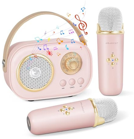 Kids Karaoke Machines for Girls Adults, Portable Bluetooth Speaker with 2 Wireless Mics 6 Voice Changing Effects, Gifts for Age 3-30 Kids Families Birthday Party