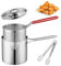 2L Frittiertopf, Stainless Steel Oil Filter Pot, Ölfiltertopf aus 304 Edelstahl, Fettbehälter mit Feinmaschfilter für Küche/Camping (Fritteusen-Set mit rotem Griff)