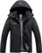 BenBoy Damen Skijacke Wasserdichte Winterjacke Winddichte Warm Gefüttert Atmungsaktiv Wanderjacke Reißverschlüsse Fleece Softshelljacke mit Kapuze Outdoorjacke CFY813W-Black1-XL