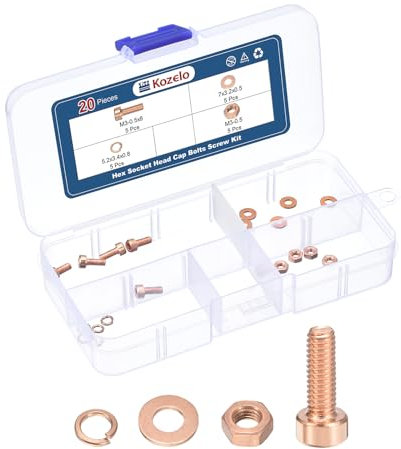 Kozelo 20pcs M3 Socket Head Cap Screws Bolts Nuts Assortment Kit - [M3-0.5x8mm] Red Copper Fully Threaded Hex Screw for 3D Printer Use
