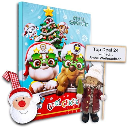 X-Mas Set Schokoladen Adventskalender Hundemotiv und Deko-Artikel, Kalender Top Deal24 Deko-Artikel