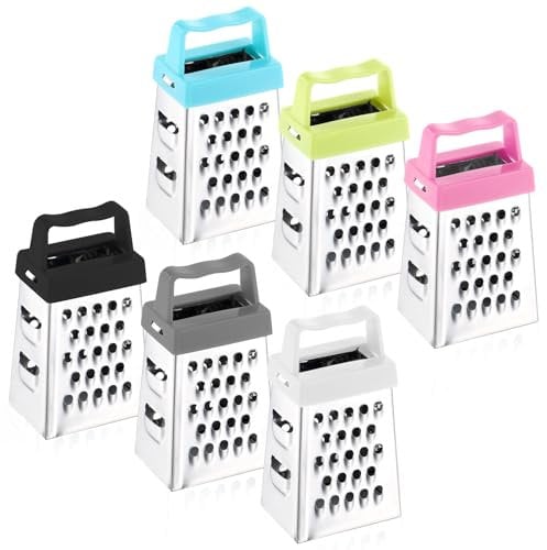 AOZUO 6Pcs Mini Grater, Small Cheese Grater Stainless Steel Box Graters with Handle Efficient Kitchen Gadget for Grating Garlic Nutmeg Chocolate Parmesan Dishwasher Safe, 1.02x1.45in