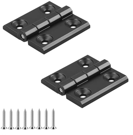 Qrity 2 Bisagras Negras de Aleación de Zinc 40x40mm Bisagras Pequeñas | Bisagras de Carga Pesada para Mesas Plegables, Armarios, Guardarropas, Muebles, Plegable Bisagra con Tornillos