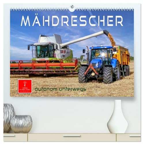 Mähdrescher - autonom unterwegs (hochwertiger Premium Wandkalender 2026 DIN A2 quer), Kunstdruck in Hochglanz: Mähdrescher, Hightech-Giganten im Einsatz in der Landwirtschaft. (CALVENDO Technologie)