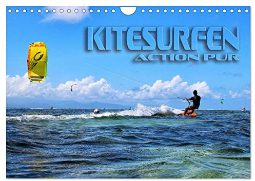 Kitesurfen - Action pur (Wandkalender 2026 DIN A4 quer), CALVENDO Monatskalender: Spektakuläre Actionszenen, aufgenommen an traumhaften Surfspots (CALVENDO Sport)