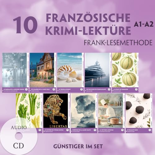 10 Französische Krimi-Lektüre A1-A2 (10 Bücher + 10 Audio-CDs): Mit der Frank-Lesemethode leicht verständlich gemacht (EasyOriginal.com - Lesemethode von Ilya Frank)