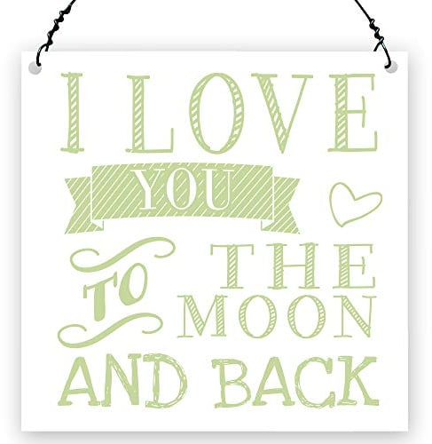 Dorothy Spring I Love You To The Moon And Back Retro Green Inspirational Motivational Gift for Friend Sign Plaque, Ornament, Keepsake Small Metal Size 4x4 inch