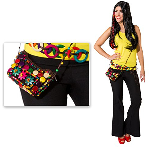 NET TOYS Bunte Hippie Tasche Batik Damentasche Woodstock Flower Power Damenhandtasche 60er 70er Jahre Umhängetasche