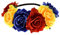 June Bloomy Rose Floral Crown Garland Flower Headband Headpiece for Wedding Festival, Red Yellow Blue, 1 Count (Pack of 1)