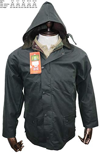 Hunter Outdoor Bolton Wachsjacke für Kinder, Olivgrün, Größe 26