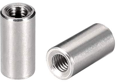 sourcing map M6 Rund Steckverbinder Muttern, 304 Edelstahl Kupplungsmutter 20mm/0,78 Zoll Länge,Packung mit 5
