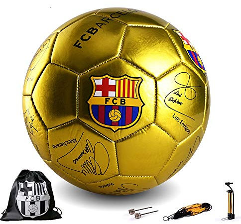 ADLIN Barcelona Fußball Messi Unterschrift No. 5 Und No.4 Football Kinder Primary Secondary School Ausbildung Wettbewerb Fußball Mit Pumpe, Netztasche, Ball Nadel (Color : A, Size : No. 5)