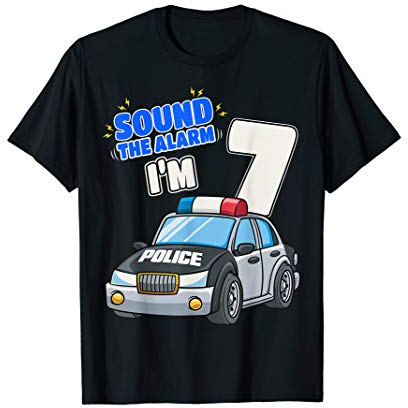Kinder-Polizeiauto 7 Geburtstag 7 Jahre Polizist Offizier T-Shirt