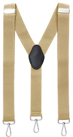 MASADA Herren Hosenträger mit robusten Karabiner Verschluss stufenlos verstellbar 3,5 cm breit und bis zu 195 cm Körpergröße - Beige