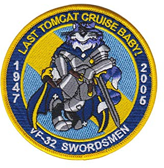 Aufnäher mit Aufschrift Us Navy Fighter Squadron 32 Vf Last Tomcat Crui, bestickt, zum Aufbügeln, Souvenir, Zubehör