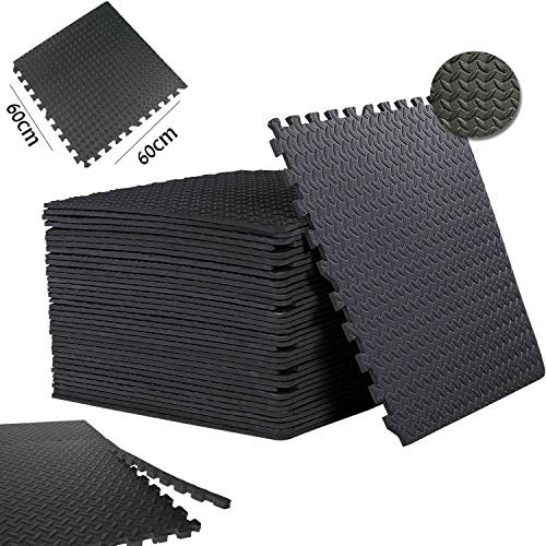 Extra Thick Gym Flooring Interlocking Tiles Floor Mats Eva Soft Foam Mat Yoga (20 TILES (80 Square feet) FM-6012BL