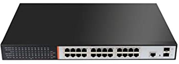 LINK LKSPOE24G Switch di Rete 24 Porte Gigabit Poe 300 Watt + 2 Porte Sfp per Fibra Ottica