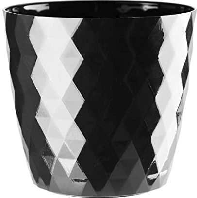 KORAD Black Cristal Indoor Flower Pot Covers without Drainage Holes. Round, Plastic Plant Pots Container for all Houseplants. 9 Modern Colours and 7 Sizes. (12 cm - 4.7 inches, Black)