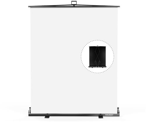 【Einfacher Aufbau】 RAUBAY 152x210cm zusammenklappbarer Weiß Hintergrund White Screen, tragbare ausziehbare Platte, Fotohintergrund mit Ständer für Videokonferenzen, Fotostudios, Streaming