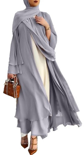 Frauen Muslimisches Gebet Chiffon Offenes Kleid Abaya Dubai Türkei Islam Kaftan islamischer Ramadan Eid Mubarak Frauen Robe