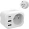 VINTAR 1PC Adaptateur Prise France vers Mexique Thaïlande Americaine USA Canada Française Adaptateur de Voyage avec 2 USB-A et 1 Type-C 3A, Type B