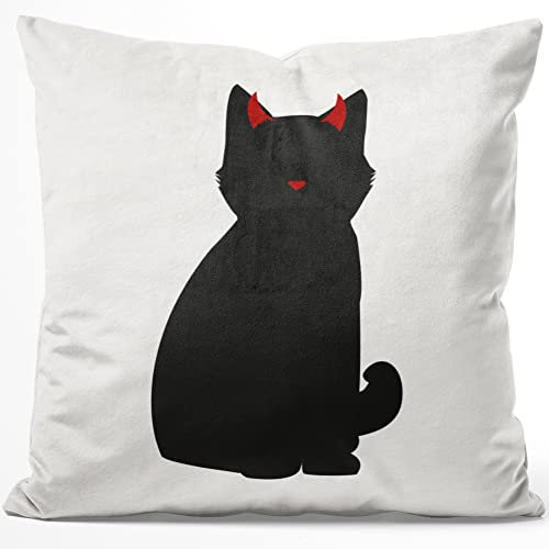 JUNIWORDS Kissen, Devil Cat, 40 x 40 cm, Flauschig Samtweich Weich (1008518)