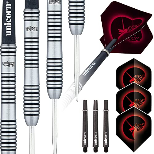 Unicorn Unisex Core Plus|Style 1|Steel Tip Darts, Silver / Black, 24 G EU