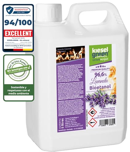 KieselGreen Bioetanol 5 Litros con Fragancia para Chimenea de Etanol, Muchas Variedades – Bioalcohol como Fragancia de Ambiente – Estufas de Bioetanol, Biochimenea Etanol, Ethanol (L5)