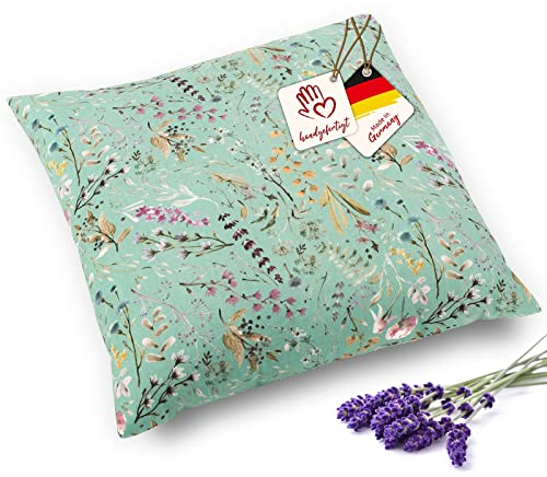 Navango® Lavendelkissen - Türkis | Dekokissen mit Füllung aus Lavendelblüten | Zierkissen Schlafkissen | Handgefertigt in Deutschland | ca. 30 x 30 cm | 100% Baumwolle | Duftkissen Lavendel