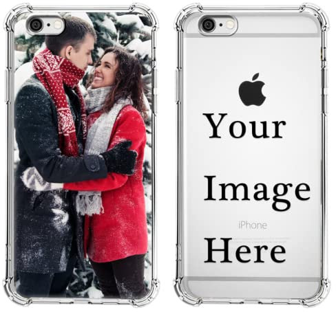 Pnakqil Cover Personalizzata Compatibile con Apple iPhone 6/6S 4,7 Personalizzato con Foto Testi Disegni, Custodia Morbido TPU Silicone Antiurto Trasparente Custom Case per iPhone 6S/6, 1