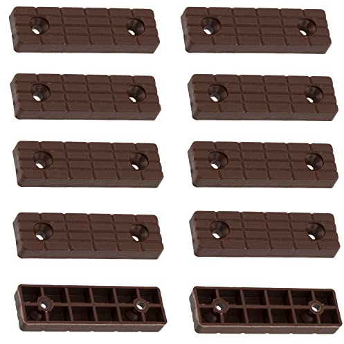 AERZETIX - C65815-10 Stück Möbelgleiter/Füße 56x16x7 mm aus Kunststoff zum anschrauben, rechteckig - Farbe braun - Tisch Schrank kommode wandschrank Bett keil zubehör bodenschutz höhe