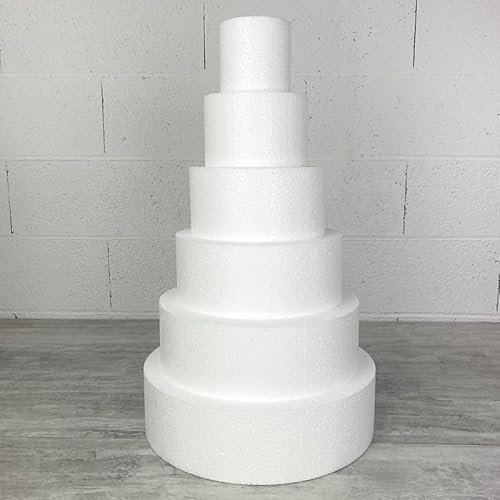 Lealoo Pièce montée en Polystyrène, 60 cm de Haut, Base Ø 35cm à 10cm, 6 étages Wedding Cake Haute densité