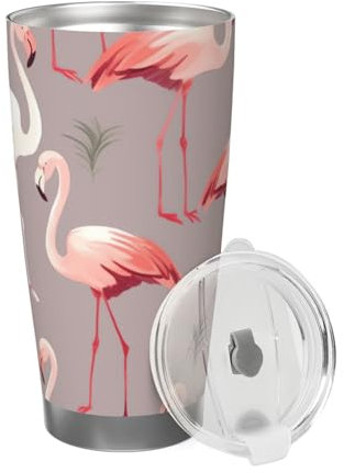 20 oz Tumbler with Lid Stainless Steel Tumbler Pink Flamingo Pattern Print Vacuum Tumbler cup Stainless Steel Insulated Cup for Travel Double Wall Insulated Tumblers Insulated Cup for Coffee Car Cup