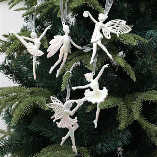 5 Pieces Ballerina Christmas Tree Decorations,Elegant Christmas Tree Decorations With Ballet Dancer,Beautiful Christmas Hanging Ornament Glitter Xmas Decorations for Tree
