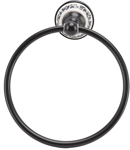 HERCHR Anneaux à Serviettes, Porte-Serviettes Rond Mural De Salle De Bains, Porte-Serviettes Rond Antique Noir, Porte-Serviettes De Bain pour la Maison
