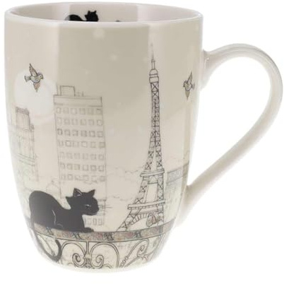 KIUB : Mug Arrondi motif Chat 340ml Paris Tour Eiffel Oiseaux