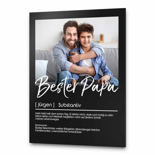 Personalisierte Geschenke für Papa - Acrylglasbild Definition mit Foto - Geschenk für Papa zum Geburtstag - Fotogeschenk für den besten Vater - Glasfoto personalisiert - Geschenkidee Väter