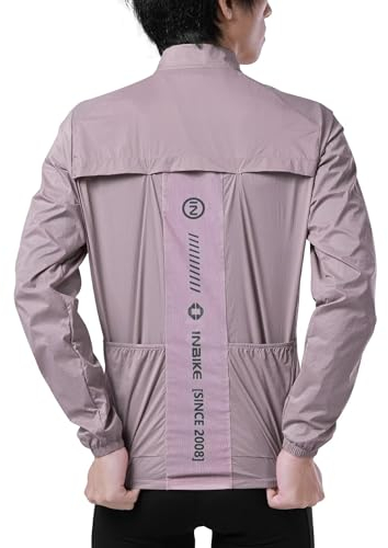 INBIKE Fahrradjacke für Herren und Damen, winddicht, leicht, Lauf-Windbreaker, atmungsaktiv, schnell trocknend, reflektierend, Pink, S