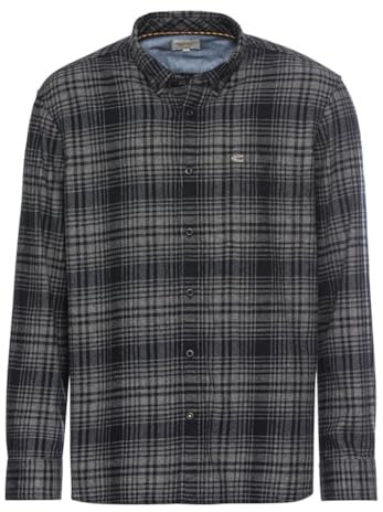 camel active Herren Langarmhemd mit Karomuster Grau, Menswear-S