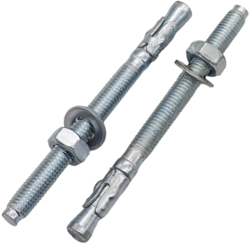 SKIR'CO Ancoraggi a cuneo zincati M8 x 100 mm, tasselli in metallo, bullone di ancoraggio, ancoraggio per muratura, ancoraggio per calcestruzzo, 10 pezzi