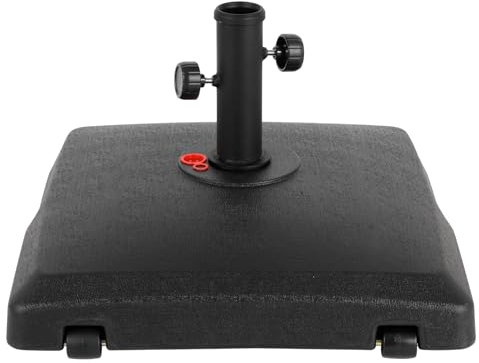 Abba Patio Dytona Base móvil rellenable para paraguas, soporte de sombrilla para exteriores relleno de agua o arena, para sombrilla de patio, 68 libras, color negro