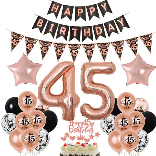 nero oro rosa palloncini decorazioni 45 anni compleanno donna oro rosa decorazioni torta 45 anni compleanno donna decorazione palloncini 45 anni donna compleanno decorazioni 45 anni donna