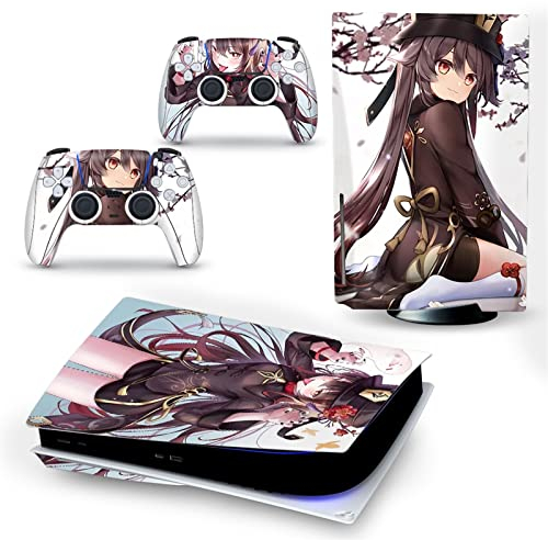 Anime Aufkleber Skin Für PS 5 Disk Edition Konsole Und 2 Controller Vinyl Cover Skins Wraps, Blasenfrei, Langlebig, Kratzfest 47815 Blasenfrei Kein Schaum Kratzfest