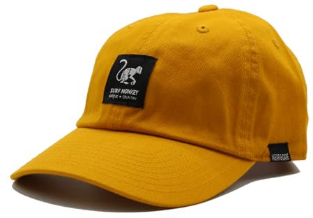 Surf Monkey Gorra Beisbol Classic - Gorra Dad de algodón - Talla única - Algodón Orgánico (FR/ES, Letras, Talla única, Mostaza)